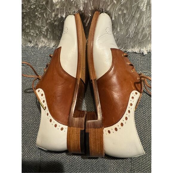 The Office of Angela Scott Mr Presley cognac and white womens derby Oxford size - Picture 6 of 11